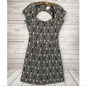 Anthropologie Deletta Pouf Dress Black White XS